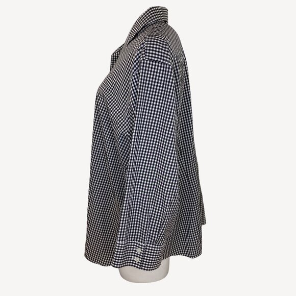 Talbots Womens Gingham Stretch Button Up Shirt Long Sleeve Black Size 3XL 24W - Picture 3 of 11